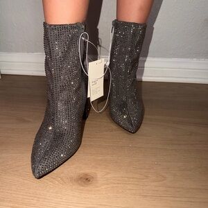 a new day Sparkling Gray Heeled Boots